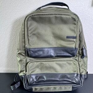 Boconi Olive Green Ballistic Nylon Leather Trim Laptop Backpack Professional Bag